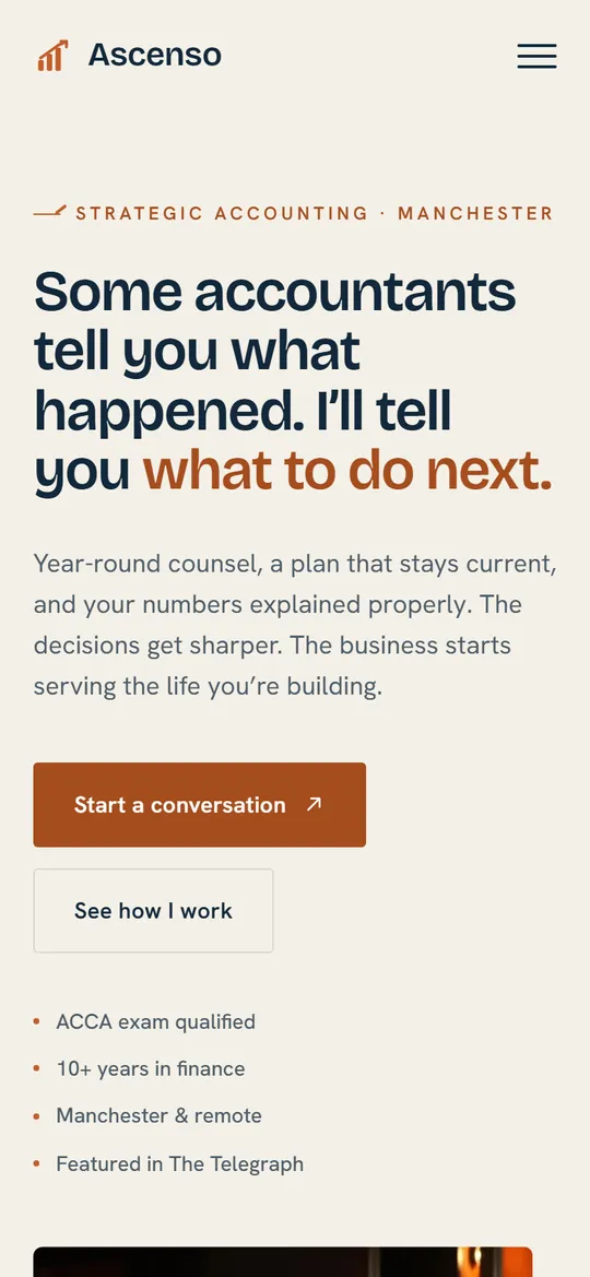 Ascenso homepage on a phone