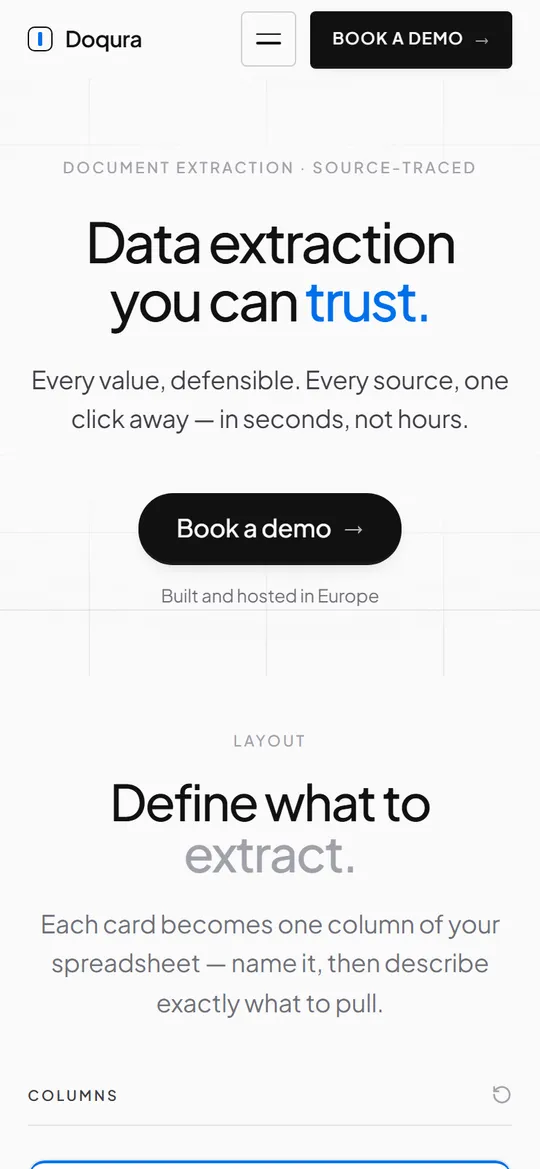 Doqura homepage on a phone