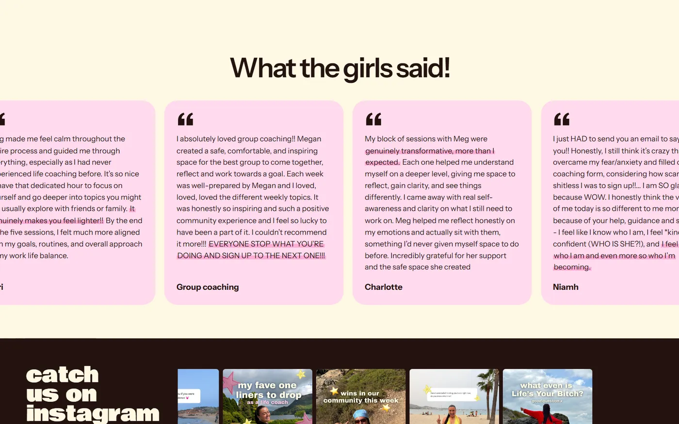 LYB testimonials: “What the girls said!”